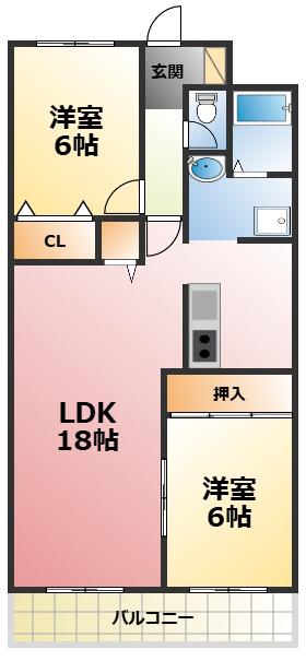 クレスト289(2LDK/4階)の間取り写真