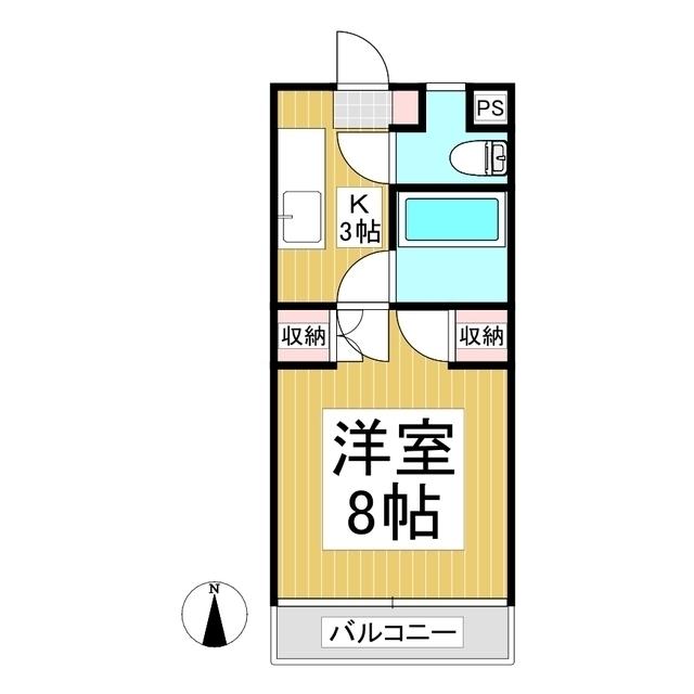 グランドハイツ中込(1K/1階)の間取り写真