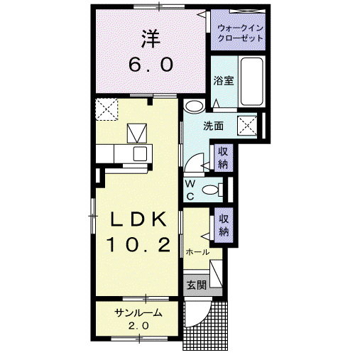 ベルオーブT-III(1LDK/1階)の間取り写真