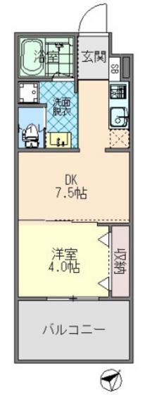 POTHOS呉三条(1DK/7階)の間取り写真