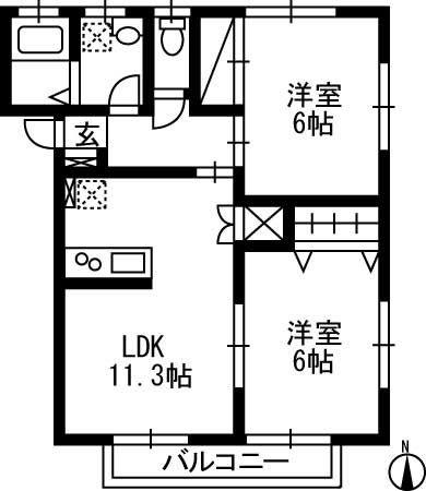 プレステージ(2LDK/1階)の間取り写真