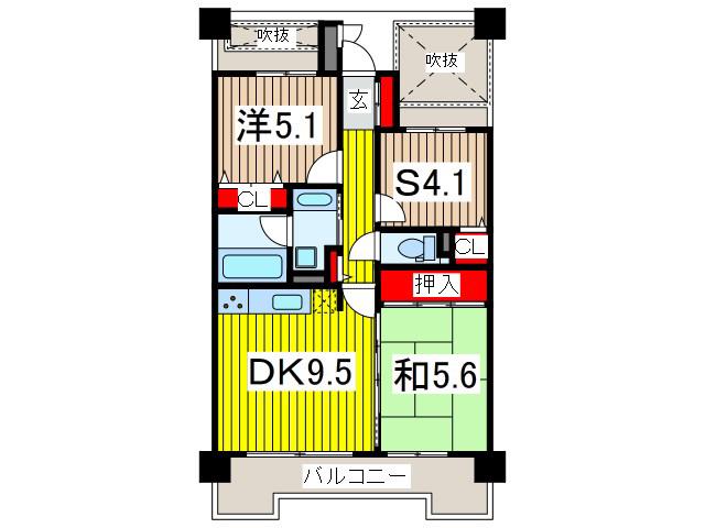 レクセルプラザ西川口(2SDK/6階)の間取り写真