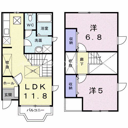 NICE宝興(2LDK/1階)の間取り写真
