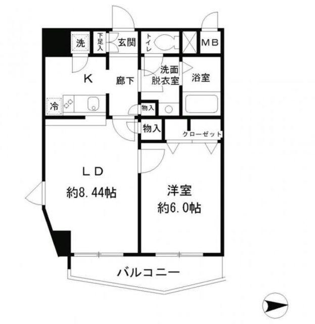 レジディア新中野(1LDK/6階)の間取り写真