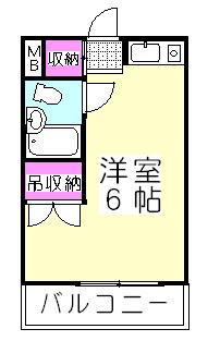 ルームワンマンションW(ワンルーム/1階)の間取り写真