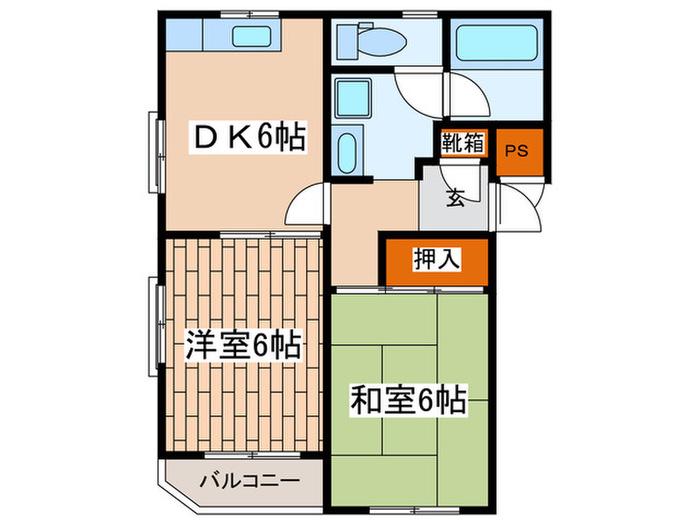 エレガンス調布(2DK/3階)の間取り写真