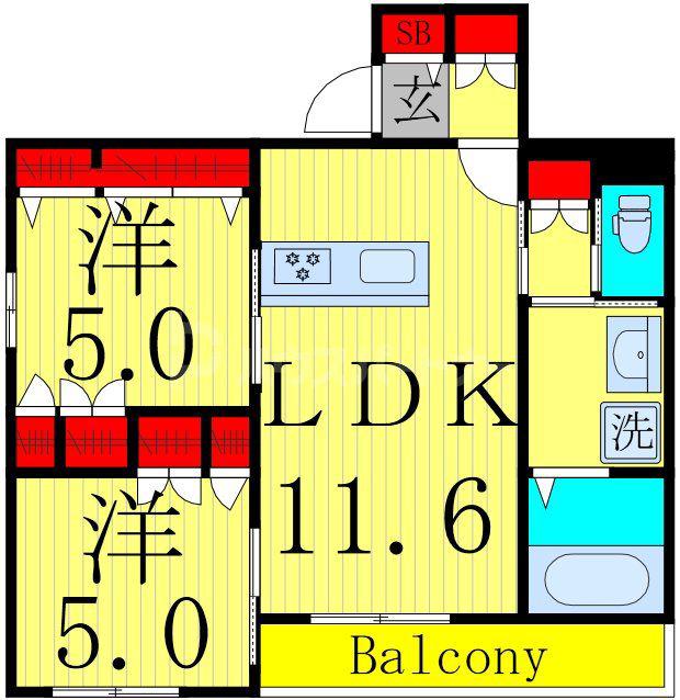 アーバングランツ京島(2LDK/3階)の間取り写真