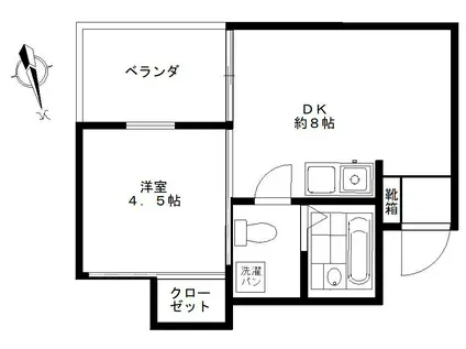 カーサMK(1DK/1階)の間取り写真