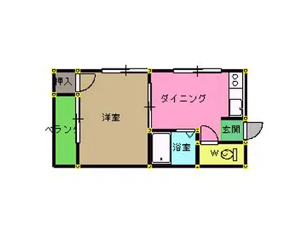 塩見ハイツ(1DK/1階)の間取り写真