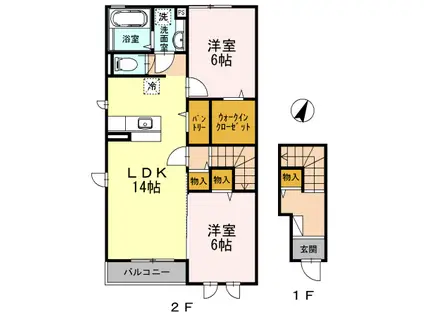 DL フィールダー(2LDK/2階)の間取り写真