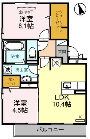 プレミアム十番館(2LDK/2階)の間取り写真