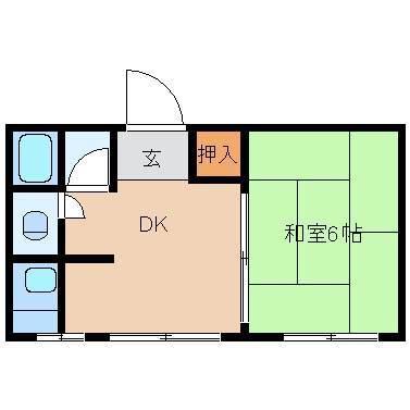 梶原ビル(1DK/3階)の間取り写真