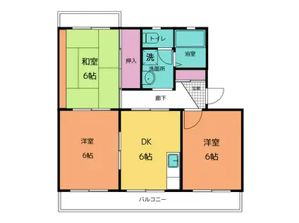 コーポラス瓜島(3DK/2階)の間取り写真