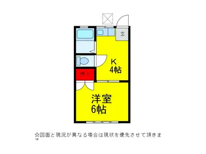 エメラルド富里(1K/2階)の間取り写真