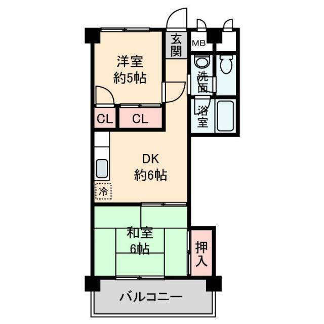 西陣レジデンス(2DK/2階)の間取り写真