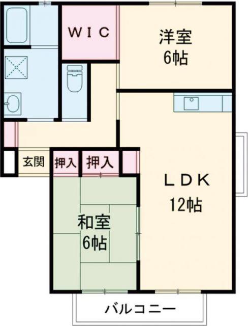 サンライズ平塚(2LDK/2階)の間取り写真