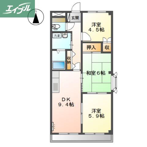 パストラル南町(3DK/3階)の間取り写真