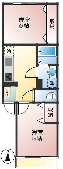 高円寺ローヤルコーポ(2K/2階)の間取り写真