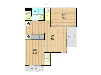 武レディースマンション(2DK/2階)の間取り写真