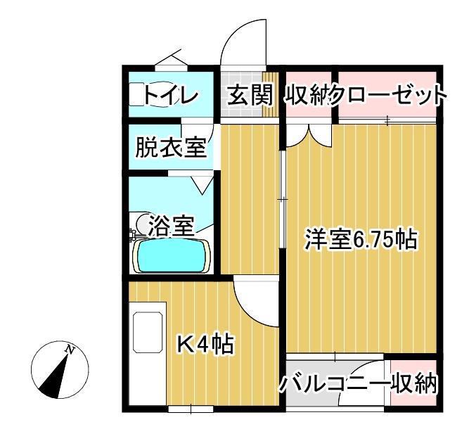 パストラルプレイス(1K/2階)の間取り写真