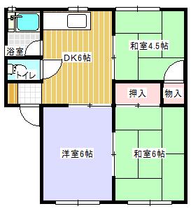栄ハイツA棟(3DK/1階)の間取り写真
