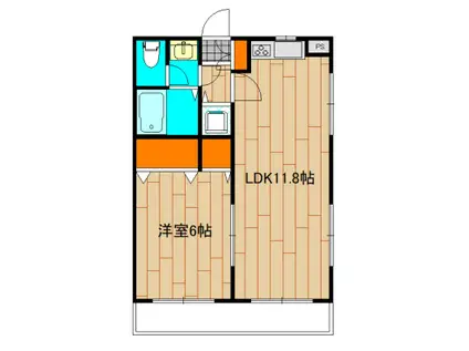 サンハイムながしま(1LDK/2階)の間取り写真
