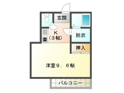 ウエストポンドI (1K/2階)の間取り写真