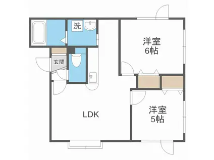 ピースフルII(2LDK/2階)の間取り写真