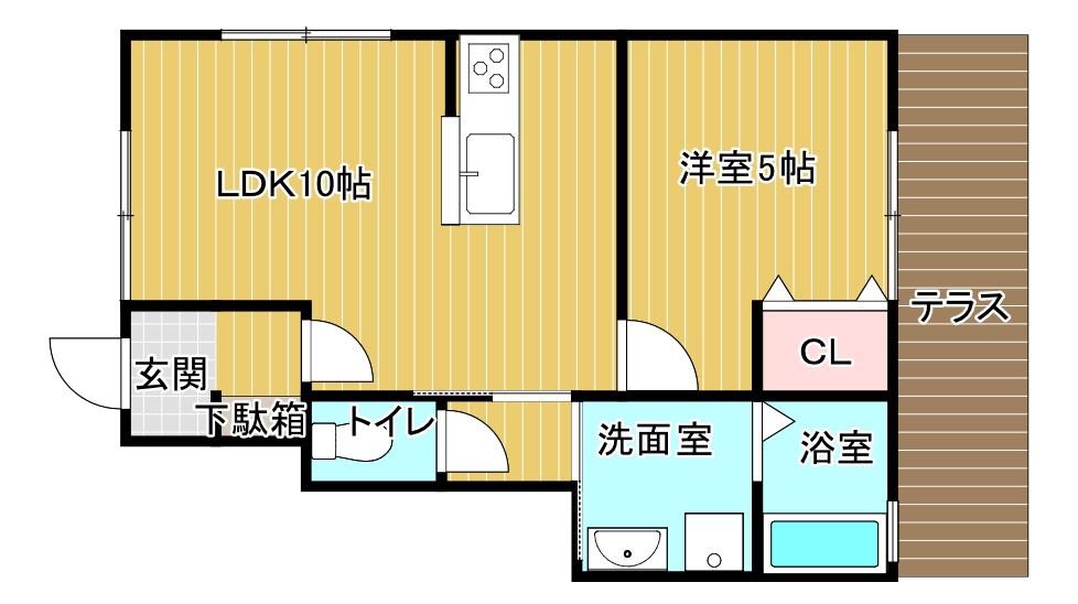 ブルージュ明石(1LDK/1階)の間取り写真