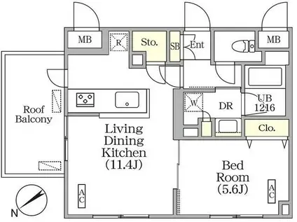 LA PERLA MEGURO-HIGASHIYAMA(1LDK/4階)の間取り写真