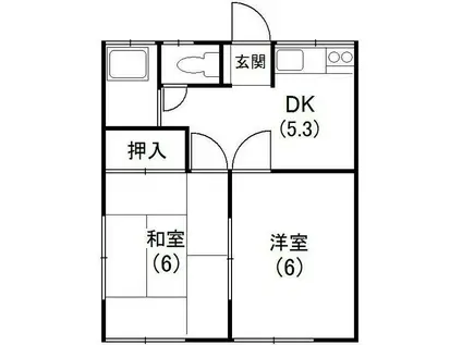 仲居ハイツ(2DK/1階)の間取り写真