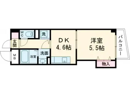 リアルなかもず(1DK/2階)の間取り写真