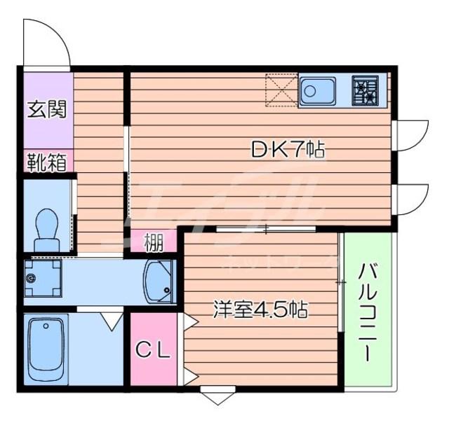 フローリッシュ正雀本町(1DK/1階)の間取り写真
