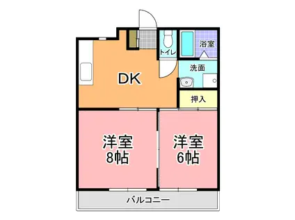 コーポ片岡(2DK/2階)の間取り写真