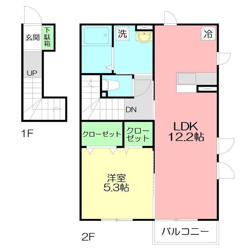グリーンルーム湘南(1LDK/2階)の間取り写真