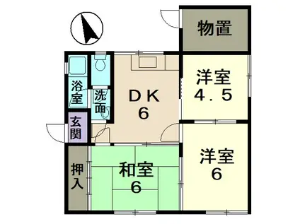 フェリシア(3DK/1階)の間取り写真