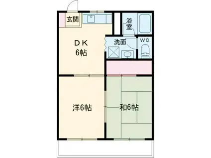 シャトー中川VI(2DK/2階)の間取り写真