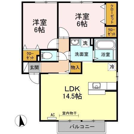 ラカンパーニュB(2LDK/2階)の間取り写真