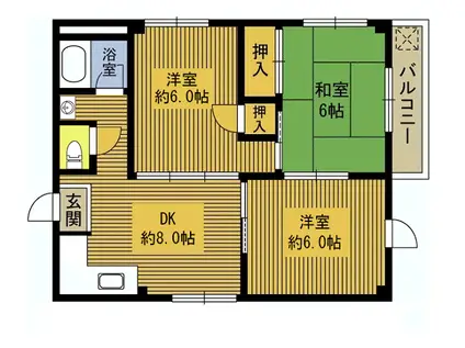 エバンスI(3DK/3階)の間取り写真