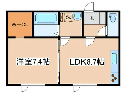 M・S SUNNYSIDE(1LDK/2階)の間取り写真