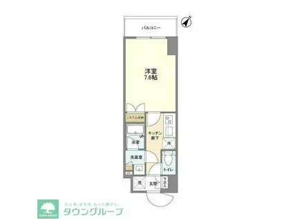 ブランシエスタ浅草千束(1K/9階)の間取り写真