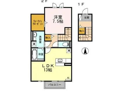 グランエトワール メゾン(1LDK/2階)の間取り写真