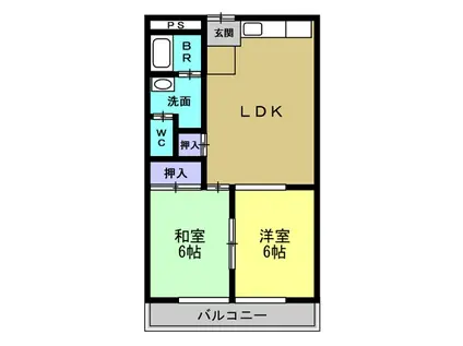 コスモタウン(2LDK/3階)の間取り写真