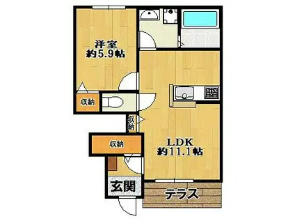 CASA美輪I(1LDK/1階)の間取り写真