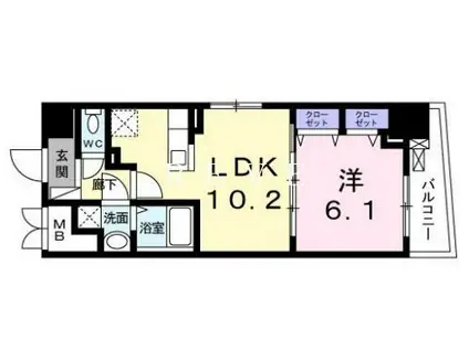 ISLA VISTA 日本橋(1LDK/11階)の間取り写真