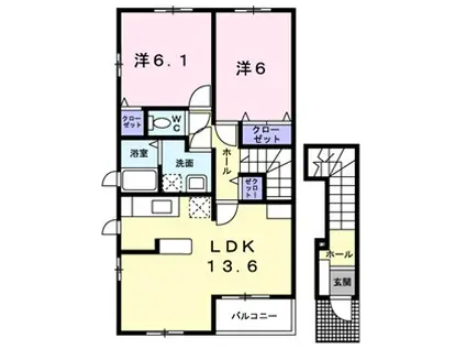 ボナールソフィアA(2LDK/2階)の間取り写真