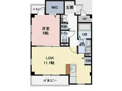 ディアコート(1LDK/1階)の間取り写真