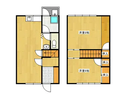 カーサ周布(2LDK/1階)の間取り写真