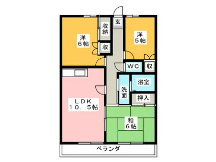 メガーチ日乃出(3LDK/4階)の間取り写真