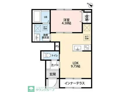 リーブルファイン鴻巣大間(1LDK/1階)の間取り写真